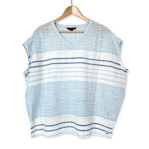 Tommy Hilfiger Sleeveless Oversized Stripped V Neck Top Coastal Grandma Resort